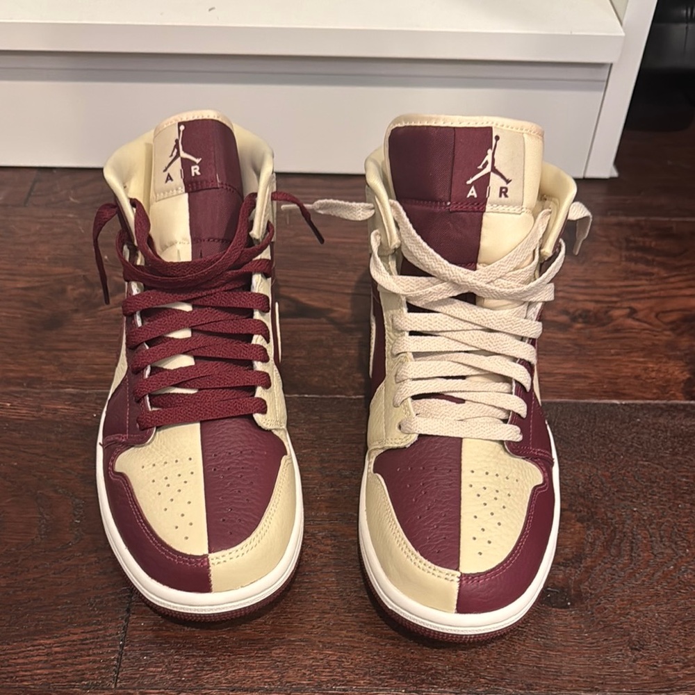 Jordan Red and Cream High-Top Sneakers